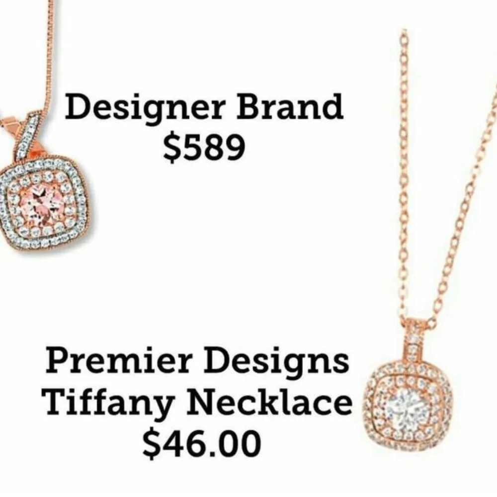Premier Designs Tiffany rose gold square dainty necklace